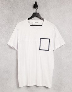 Белая футболка с карманом на молнии Selected Homme-Черный цвет