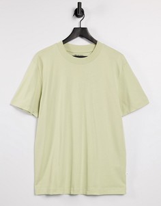 Светло-зеленая футболка из плотного органического хлопка с высоким воротником Selected Homme-Зеленый цвет