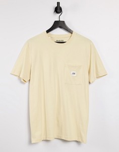 Бежевая футболка с карманом и логотипом Selected Homme-Нейтральный