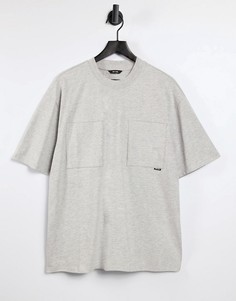Серая oversized-футболка с двумя карманами Only & Sons-Серый