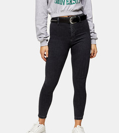 Зауженные джинсы черного выбеленного цвета Topshop Petite Joni-Черный цвет