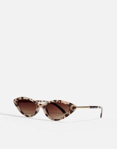 Коричневые узкие солнцезащитные очки Topshop-Коричневый цвет