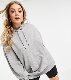 Серый меланжевый oversized-худи бойфренда из органического хлопка ASOS DESIGN Curve