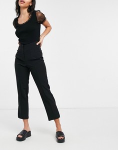 Черные строгие брюки с завышенной талией Miss Selfridge-Черный цвет
