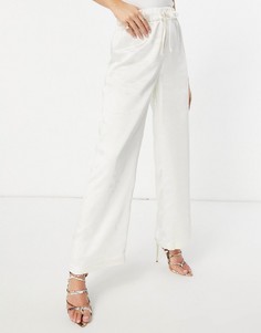 Кремовые атласные брюки с широкими штанинами 4th & Reckless-Белый