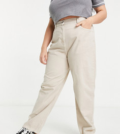 Мешковатые джинсы бежевого цвета с эффектом застиранности в стиле 90-х COLLUSION Plus x014-Белый