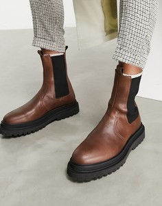 Коричневые высокие сапоги челси на массивной подошве ASOS DESIGN-Коричневый цвет