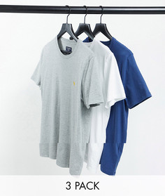 Набор из 3 футболок с логотипом синего, белого и серого цвета Abercrombie & Fitch-Многоцветный