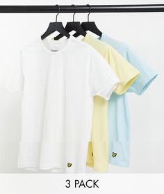 Набор из 3 футболок с круглым вырезом белого, желтого и голубого цвета Lyle & Scott Bodywear-Многоцветный