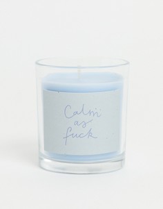 Свеча с надписью "calm" Typo-Голубой