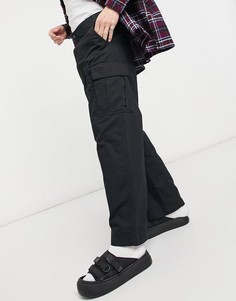 Черные широкие брюки карго Weekday Abdi-Черный цвет