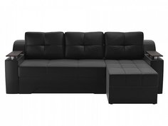 Диван угловой Сенатор правый Экокожа Черный Bravo