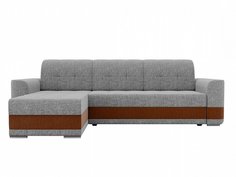 Угловой диван левый Честер Рогожка Серый/Коричневый Bravo