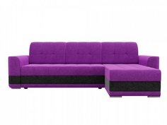 Диван угловой Честер правый Микровельвет Фиолетовый Чёрный Bravo