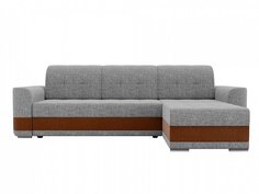 Диван угловой Честер правый Рогожка Серый Коричневый Bravo