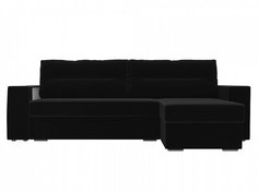 Диван угловой Эридан правый Микровельвет Черный Bravo