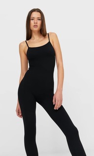 Stradivarius Бесшовный Комбинезон Черный Xs
