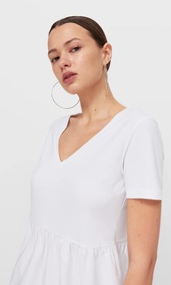 Stradivarius Платье Миди Из Двух Типов Материала Белый L