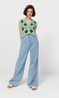 Stradivarius Укороченный Жилет С Застежкой На Пуговицы Multicolor M