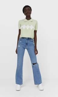 Stradivarius Поло Из Трикотажа Зеленый M