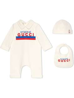 Gucci Kids комплект из комбинезона, шапки и нагрудника с принтом Original Gucci