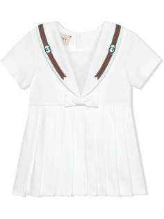 Gucci Kids платье с вышивкой и складками