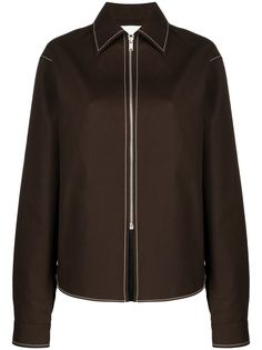 Jil Sander куртка-рубашка с контрастной строчкой