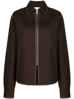 Jil Sander куртка-рубашка с контрастной строчкой