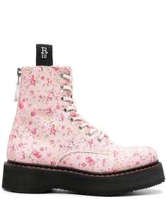 R13 ботинки с цветочным принтом с шнуровкой