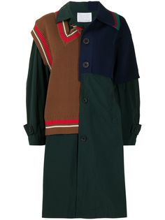 Kolor пальто с вязаной вставкой