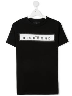 John Richmond Junior футболка с логотипом и заклепками