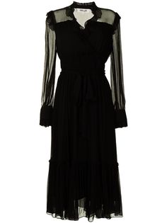 DVF Diane von Furstenberg платье миди с прозрачными рукавами