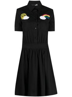 Love Moschino платье-рубашка с нашивками