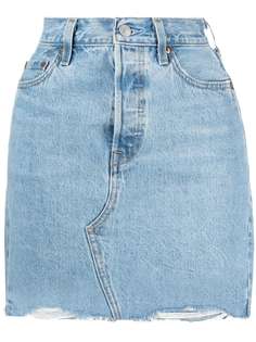 Levis джинсовая юбка с бахромой