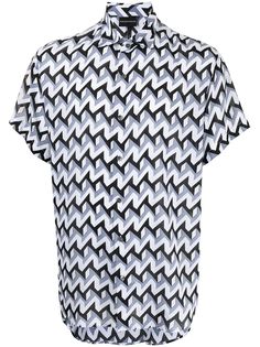 Emporio Armani рубашка с косым воротником и геометричным принтом