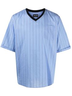 Giorgio Armani полосатая рубашка с V-образным вырезом