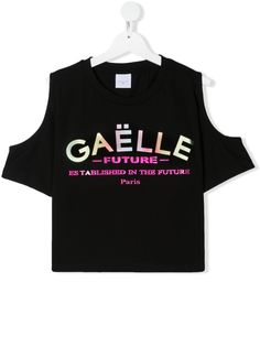 Gaelle Paris Kids топ с открытыми плечами и логотипом