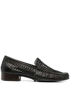 Saint Laurent лоферы с плетеной отделкой