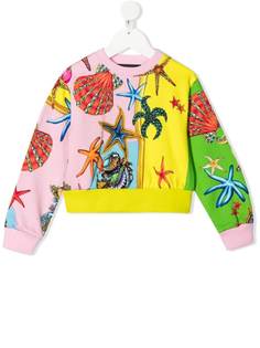 Versace Kids толстовка в стиле колор-блок с круглым вырезом