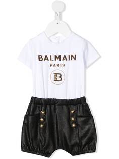 Balmain Kids комбинезон с вышитым логотипом