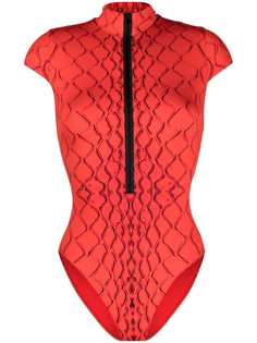 Noire Swimwear купальник со змеиным принтом и высоким воротником