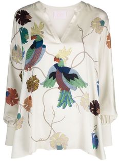 IVI атласная блузка с принтом