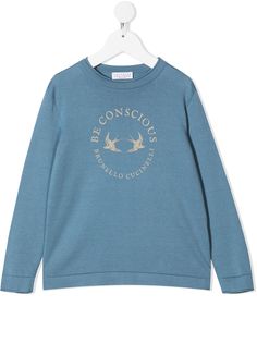 Brunello Cucinelli Kids толстовка с круглым вырезом и логотипом