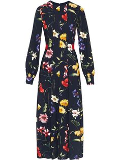 Oscar de la Renta платье миди с цветочным принтом