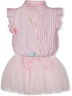 Lapin House платье-рубашка с подолом из тюля