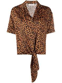 Laneus рубашка с леопардовым принтом и завязками