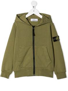 Stone Island Junior худи на молнии с нашивкой
