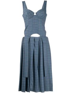 Natasha Zinko клетчатое платье миди с корсетом