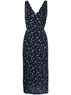 Reformation платье миди с V-образным вырезом и цветочным принтом