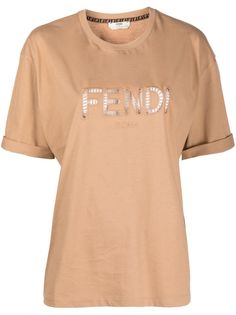 Fendi футболка с вырезанным логотипом